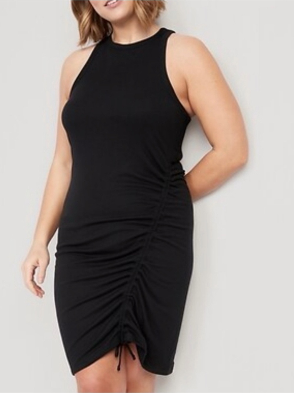 Old Navy Black Sleeveless Ruched-Side Bodycon Mini Dress